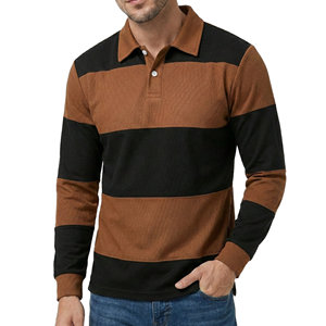 Camisetas Polo de Piqué Grueso para Hombre, Manga Larga, Rayas Horizontales Gruesas, Personalizadas, Estilo Casual Urbano, Venta al Por Mayor - Product Image 6