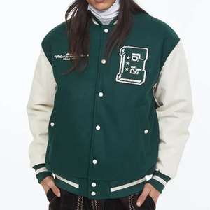 เสื้อแจ็คเก็ตวาร์ซิตี้ฤดูหนาวสีขาวน้ำเงินสำหรับผู้ชาย ยี่ห้อ Econex  ตกแต่งด้วยลายปัก  ปกคอพับ  ติดกระดุมเม็ดเดียว  ทรงปกติ - Product Image 1