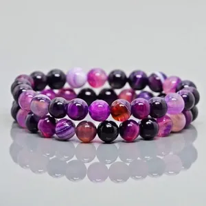 Dyed Blue Onyx 8mm Smooth Round AA Grade Gemstone Beads <b>Stretch</b> <b>Bracelet</b> Fashion Jewelry Wholesale - Product Image 3