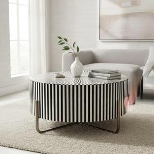 Mesa con Incrustaciones de Hueso de ILAHI, Diseño Moderno con Detalles de Ágata, Almacenamiento Portátil, Muebles para el Hogar - Product Image 1