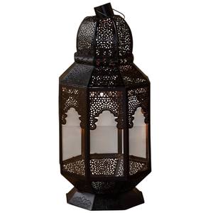 Wholesale <b>Moroccan</b> Style Metal Christmas Candle Lantern Grey Iron Glass Hanging Arabic <b>Decorative</b> Tabletop Eco-Friendly Handmade - Product Image 5