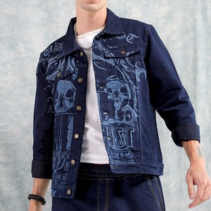 OEM Men's High Street Winter <b>Denim</b> Jean Jacket Collarless Breathable Casual Outwear Button up <b>Coat</b> Oversize for Men - Product Image 1