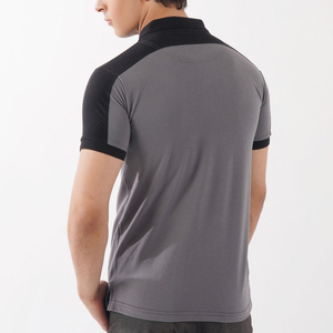 Polo à manches courtes gris pour homme, couleur unie, jersey tricoté décontracté, respirant, coupe classique, vêtements pour homme - Product Image 3