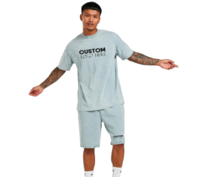 Ensemble court décontracté d'été pour homme, coupe oversize, avec logo personnalisé, respirant, écologique, séchage rapide, coton et polyester, épaules tombantes - Product Image 1