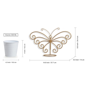 Jardinière murale en métal plaqué or de luxe avec pot blanc pour plantes vertes, pot à fleurs suspendu décoratif moderne - Product Image 5