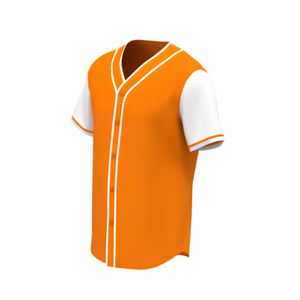 Orange White Printed 100% Cotton Baseball Jersey Men Team Uniform Button Front Short Sleeve Custom Logo Sports Shirt - Product Image 2