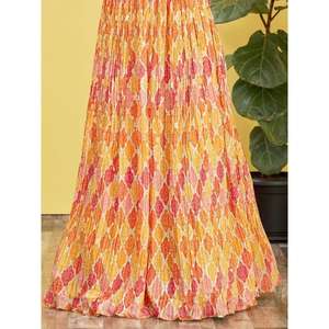<b>Charming</b> Yellow Embroidered Work Chinon Engagement Lehenga Choli - Product Image 2