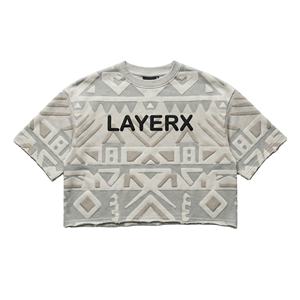 <b>Men</b> 100% Cotton Heavyweight Boxy Fit <b>Crop</b> <b>Top</b> Custom Silk Screen Print Eco-Friendly Punk Style Raw Hem Streetwear - Product Image 1