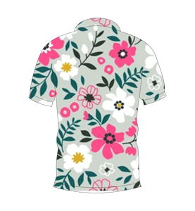 เสื้อโปโลผู้ชายสีเทาอ่อนพิมพ์ลายดอกไม้สีชมพูลำลองแขนสั้นแฟชั่นฤดูร้อน - Product Image 5