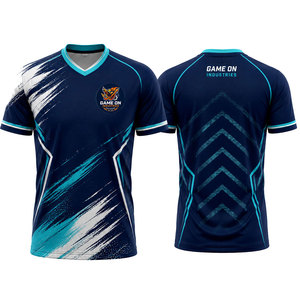 Maillot de football personnalisé Game On Industries pour homme, col en V, manches courtes, polyester respirant, vêtements de sport toutes saisons - Product Image 1