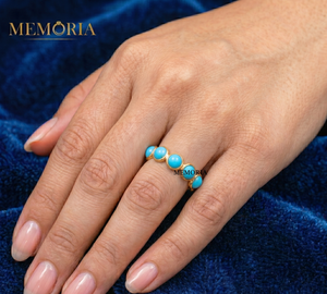 Anillo de Eternidad para Mujer, Hecho a Mano, con Turquesa de Forma Natural, Oro Rosa de 18k y Oro Amarillo, Certificado por IGI - Product Image 6