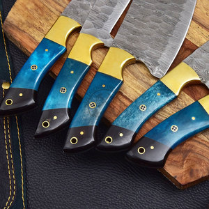 New Design Custom Handmade Damascus Steel Full Tang Professional <b>Kitchen</b> Chef <b>Knife</b> Set 5-Piece Ambidextrous Durable <b>Sharp</b> Resin - Product Image 2