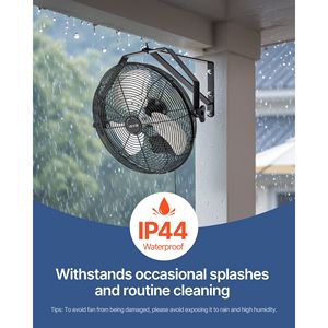 Ventilatore Industriale da Parete in Alluminio da 14 Pollici, Alta Velocità 2473 CFM, 3 Velocità, Impermeabile IP44 per Garage e Esterni - Product Image 3