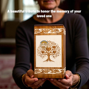 AYAANS Rosewood wooden Hand Carved Wooden Hot Selling cremation Urn <b>Box</b> for Adult Ashes Wholesale Cremation Urns (6X6X11)IN - Product Image 1