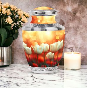 Golden Peaceful Twilight <b>Large</b> With Velvet Bag 10 Inch Human Remains <b>Urn</b> - Product Image 4