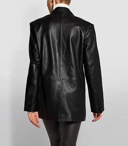 <b>Men</b> Leather Fashion <b>Coat</b> <b>Long</b> Length Casual Leather <b>Coat</b> Button Closure <b>Men</b> Leather <b>Coat</b> Classic Style Outerwear - Product Image 5