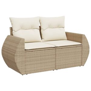 Conjunto de Sofás Modulares de Jardín de Ratán Sintético PE Beige de 6 Piezas, Muebles Modulares de Exterior Cómodos y Elegantes - Product Image 3
