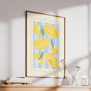 Arte Moderno para Pared de Cocina, Limones Abstractos en Fondo Rosa Pastel, Arte de Frutas en Acuarela sobre Lienzo, Decoración Vibrante para Comedor - Product Image 3