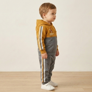 Ensemble de survêtements noirs pour enfants, sweat à capuche tendance et pantalon, ensemble de survêtement 2 pièces pour garçons, ensemble de jogging pour l'extérieur en hiver - Product Image 6