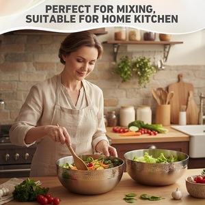 Bol élégant en acier inoxydable pour la cuisine, le restaurant, l'hôtel, le service, le mélange, la préparation des salades, vaisselle durable, utilisation alimentaire, vente en gros - Product Image 6