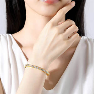 Luxury 925 <b>Silver</b> Gold Plated <b>Cross</b> Moissanite Cuff <b>Bracelet</b> Bezel Setting Unisex Everyday Wear - Product Image 2