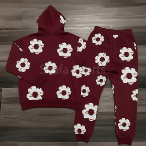 Ensemble survêtement homme en denim déchiré de haute qualité, sweat à capuche et pantalon de jogging surdimensionnés, ensemble 2 pièces - Product Image 2