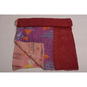 Handmade Kantha <b>Quilt</b> Vintage Indian Floral Print Cotton <b>Throw</b> Eco Friendly Boho Reversible Bedspread - Product Image 4