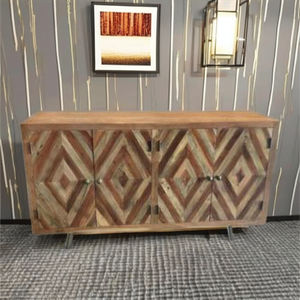 Muebles de Estilo Moderno para Sala de Estar, Gabinetes de Madera Maciza de Mango, Panel de Madera Contrachapada Resistente al Agua, Patas de Muebles Artesanales con Ruedas, Decoración del Hogar - Product Image 1