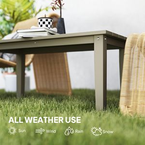 Tavolino da Caffè Rettangolare Marrone per Esterni con Piano a Doghe in HDPE, Tavolo da Giardino Resistente alle Intemperie per Cortile e Balcone - Product Image 6