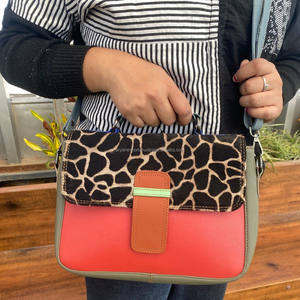กระเป๋าสะพายข้างหนังรีไซเคิลพิมพ์ลายสัตว์ดีไซน์ใหม่สำหรับผู้หญิงกระเป๋าสะพายไหล่หนังสีสันสดใสหรูหราแบรนด์ดัง - Product Image 5