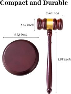 Ensemble de marteau de juge en bois et de bloc sonore, marteau de juge, marteau pour réunions, marteau en bois pour salle de Tribunal, ensemble marteau et gavel, pour simulateurs de juges - Product Image 2