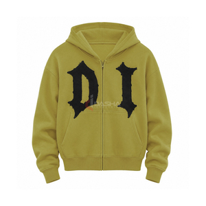 เสื้อฮู้ดดี้ผ้าฝ้ายย้อมสีทรงโอเวอร์ไซส์ ปักลาย  แบบยูนิเซ็กซ์ หนานุ่ม รับทำโลโก้ตามสั่ง ขายส่ง OEM - Product Image 1