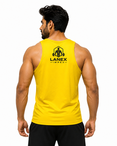 Débardeur de sport jaune personnalisé pour homme – Maillot de fitness sans manches, gilet de musculation, chemise d'entraînement à séchage rapide, vêtement de sport athlétique - Product Image 4