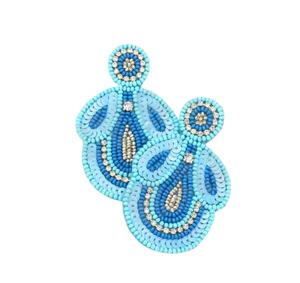 Pendientes de cuentas artesanales para mujer, color patriótico naranja, blanco y azul para bodas o días conmemorativos - Product Image 1