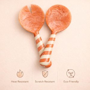 Kitchen tools stylish salad cutlery orange swirl cutlery luxury dining set salad mixer spoon salad mixer fork <b>buffet</b> serving - Product Image 5