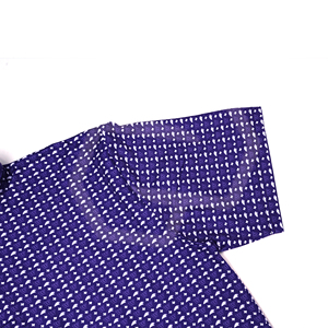 Wholesale Men's <b>Blue</b> Dot Print <b>Polo</b> <b>Shirt</b> Short Sleeve Cotton Poplin Casual Breathable Woven Button Up <b>Shirt</b> - Product Image 4