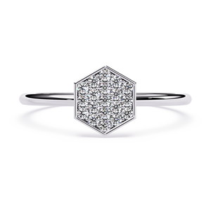 Anillo de Diamantes Hexagonales de Platino para Mujer, Anillo de Compromiso de Lujo, Certificado GIA, Color D Natural - Product Image 1