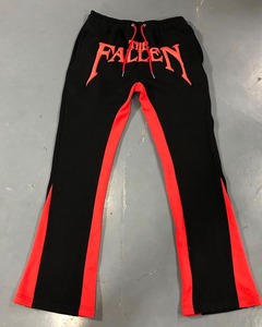 Pantalon de survêtement personnalisé en coton épais, style vintage délavé, coupe évasée, avec logo sérigraphié, jambe large et ample pour homme - Product Image 4