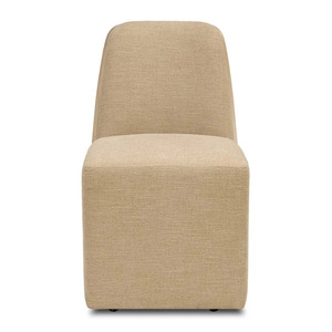 Chaise de salle à manger rembourrée moderne, chaise d'appoint en bois, siège en tissu beige, dossier pour salle à manger, hôtel, restaurant - Product Image 3