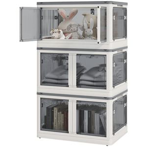 "<b>3</b> Pack Collapsible Plastic <b>Storage</b> <b>Bins</b> with Lids Wheels 32 Gal Capacity Crisp White Finish" - Product Image 1