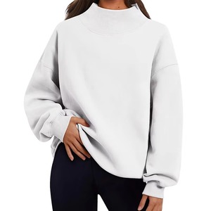Sudadera de Felpa Suave de Algodón para Mujer con Logotipo Personalizado, Cuello Alto, Estilo Urbano, Talla Grande, con Color Personalizado - Product Image 6