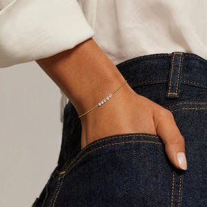Pulsera de cadena con cuentas y diamantes engastados en bisel - Product Image 4