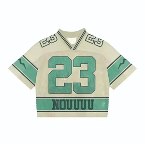 Maillots de football américain personnalisés en gros avec logo, style streetwear, coupe courte, en maille respirante, à prix abordable - Product Image 2