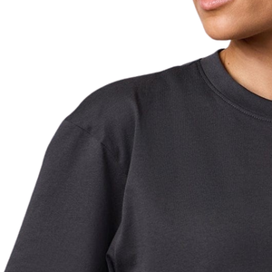 Camiseta Oversize de Algodón Suave para Mujer, Color Gris Carbón, Cuello Redondo, Ajuste Relajado, Estilo Boyfriend, Prenda Superior de Moda para Uso Diario - Product Image 3