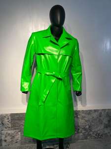 Abrigo Largo de Cuero Personalizado para Mujer, Chaqueta Premium de Primavera, Doble Botonadura, Estilo Ecológico y Sastre, Genuino, OEM - Product Image 5