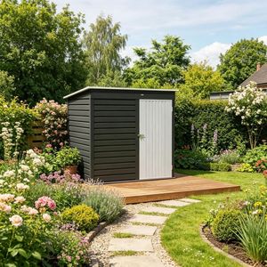 Casetta da Giardino per Attrezzi, Facile da Montare, Impermeabile, Anti-Roditori, Certificata FSC, in Metallo, PVC, Legno e Lega Zincata - Product Image 5