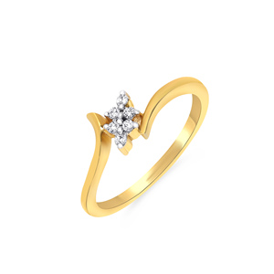 Luxury Jewelry Supplier <b>Special</b>: Premium Gold Ring Featuring a Round Cut Diamond Cluster and Studded Leaf Detailing - Product Image 1