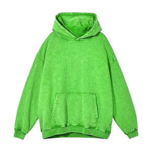เสื้อฮู้ดดี้สีเหลืองมัสตาร์ดแบบย้อมสีสไตล์วินเทจทรงโอเวอร์ไซส์สำหรับผู้ชาย แขนเสื้อแบบดรอปโชว์เดอร์ มีกระเป๋าจิงโจ้ - Product Image 6