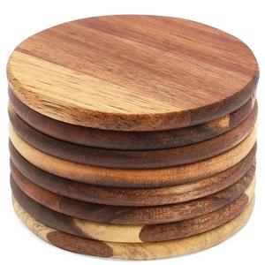 Sous-verres en bois naturel avec logo personnalisé, pour tasses à café et à thé, sous-verres en noyer utilisés pour les hôtels et les restaurants. - Product Image 4