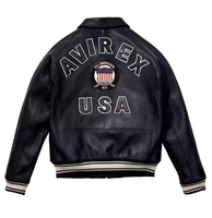 Veste bomber pour homme en cuir de vache véritable, style vintage, fermeture éclair, design personnalisable, haute qualité, drapeau américain sur le devant